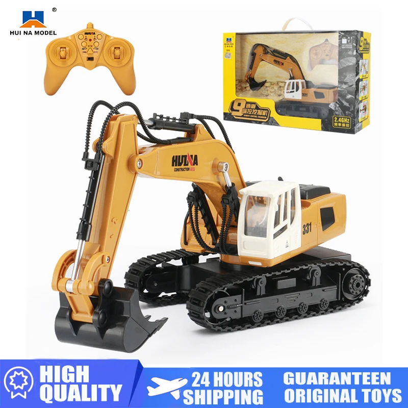 Huina 1331 1/18 RC Excavator 2.4G 9CH Remote Control Truck Crawlers Tractor Engineering Vehicle Toys for Boys Children's Gifts