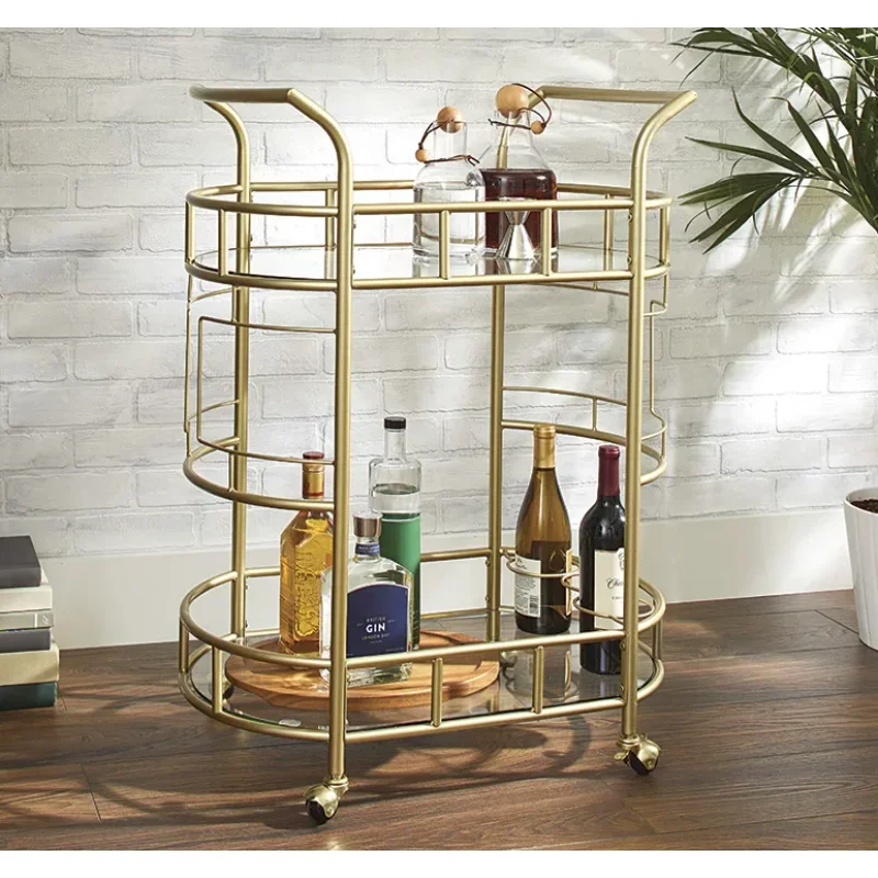 

Gold Metal Finish, 2-Tiers carros de la compra cuatro ruedas Better Homes & Gardens Fitzgerald Bar Cart with Matte