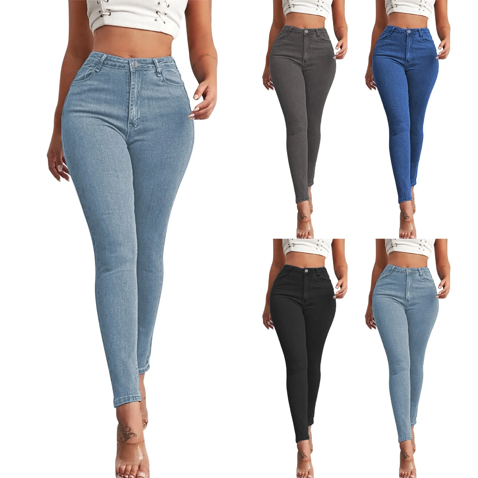 

Женские облегающие пикантные брюки на пуговицах с высокой талией, женские брюки-карандаш, женские джинсовые комбинезоны, брюки, джинсовый к...