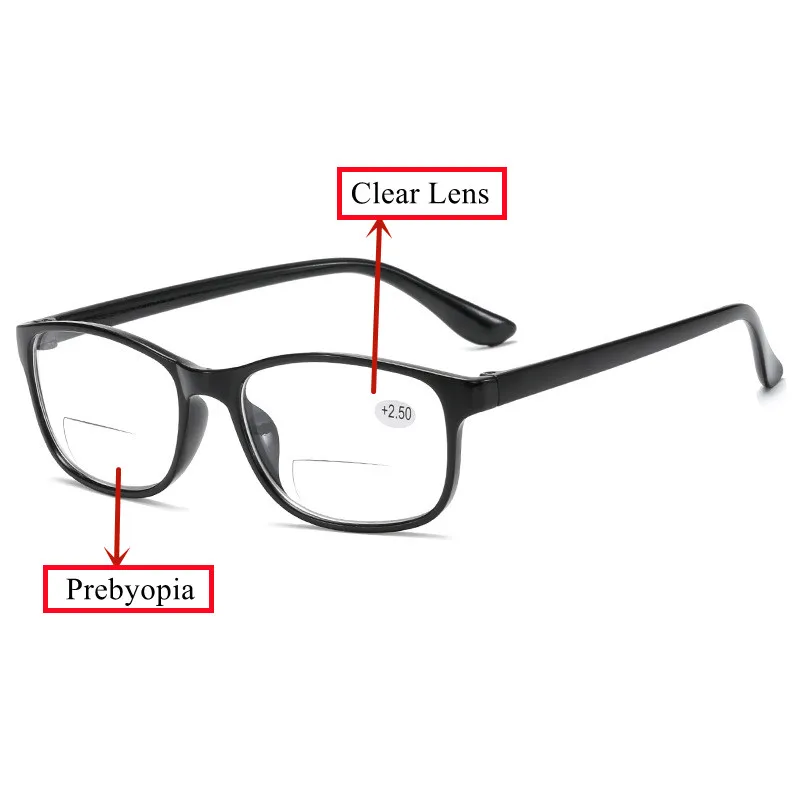 

Bifocal Reading Glasses Vintage Presbyopia Far Near Sighted Eyeglasses Black Frame Clear Lens Eyewear