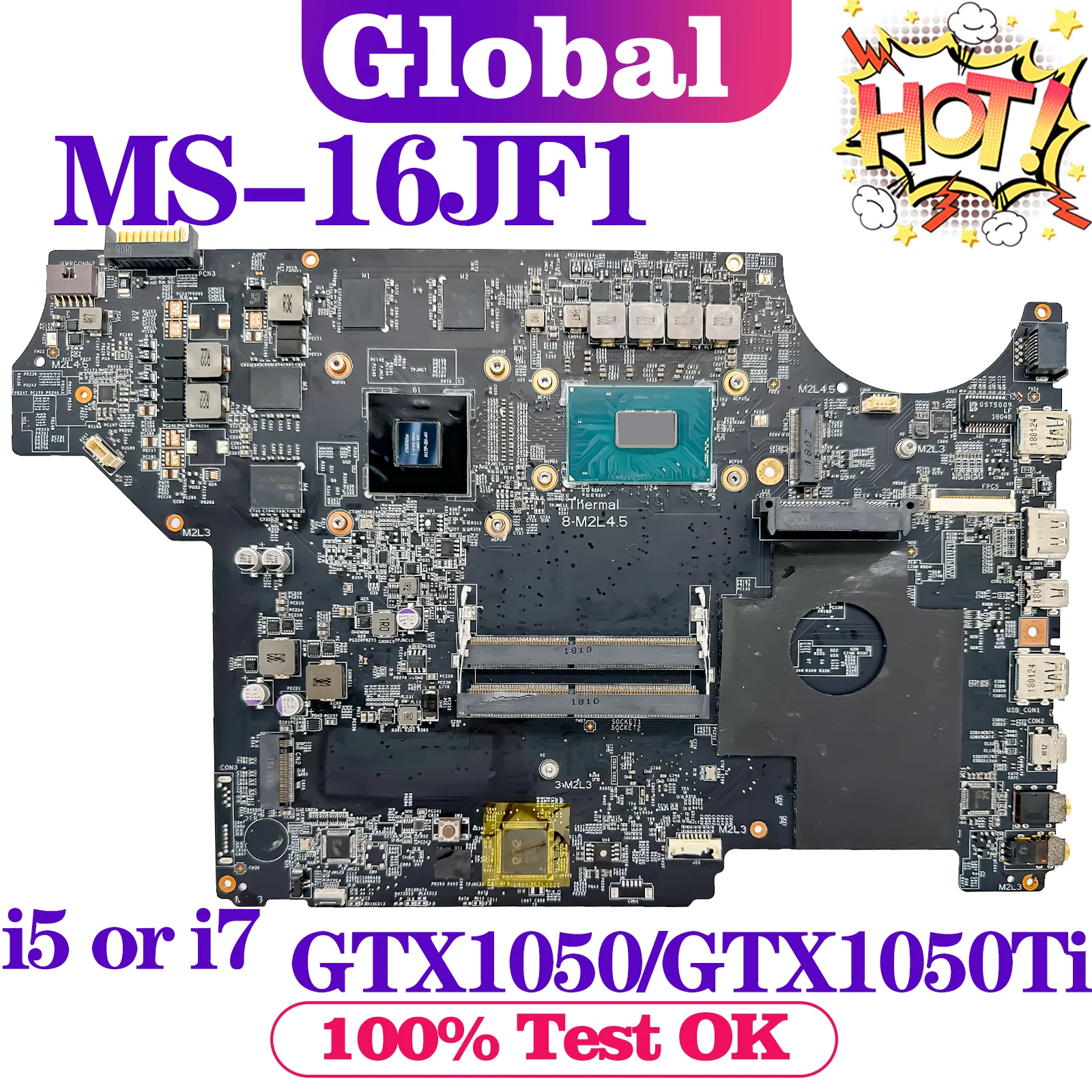 

KEFU Mainboard For MSI MS-16JF1 MS-16JF MS-179F GV62 Laptop Motherboard i5 i7 8th Gen GTX1050/GTX1050Ti-V2G/V4G