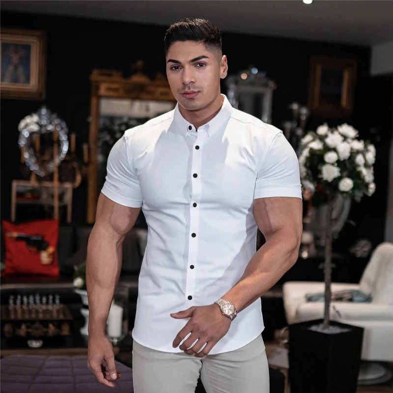 2022 summer new business casual men's shirts high quality light luxury fashion men's short-sleeved shirts thin non-iron tops