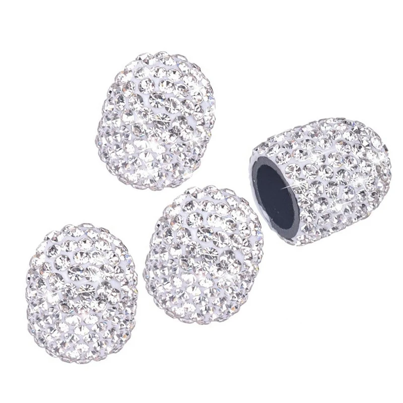 

Valve Stem Caps, 4 Pack Handmade Crystal Rhinestone Universal Car Tire Valve Caps Chrome,Attractive and Dustproof