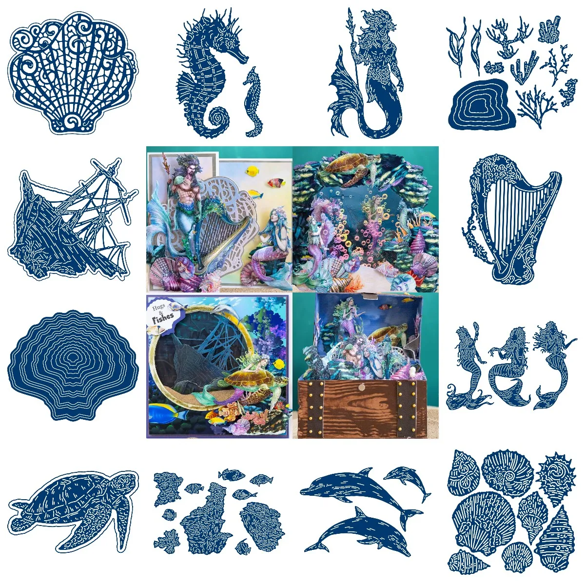 

Marine Biology Series Nested Seashell Lace Seahorse 2023 Metal Cutting Die Scrapbooking DIY Decoration Craft Embossing Stencil