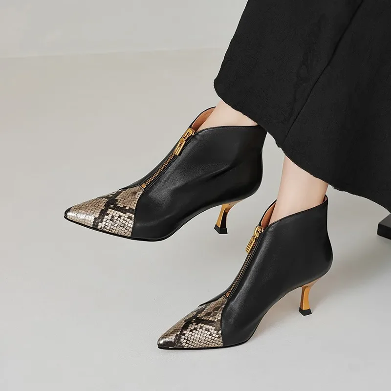 Женские ботильоны с острым носком повседневные удобные из искусственной кожи на