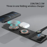 3 in 1 magnetic fold wireless charger stand 15w fast wireless charging station for samsung xiaomi mi huawei for apple watch