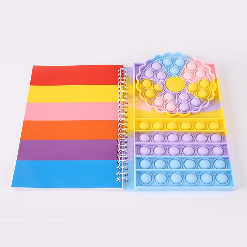 

Sunflower A5 Notebook 2022 New Decompression Toy Bubble Notebooks Silicone Rat Killing Pioneer Notepad Stationery Supplies