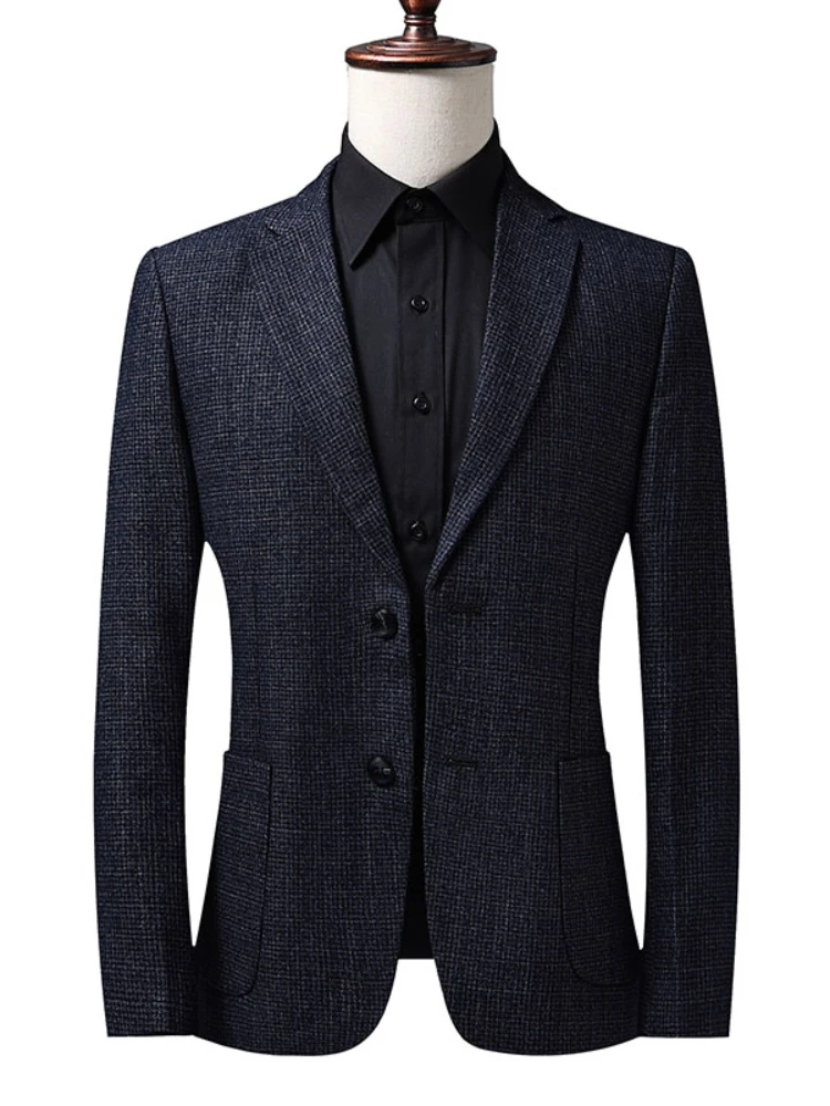 

Мужской пиджак, весенне-осенний уличный мужской костюм, куртка в британском стиле, Повседневная Деловая брендовая одежда, мужской облегающ...