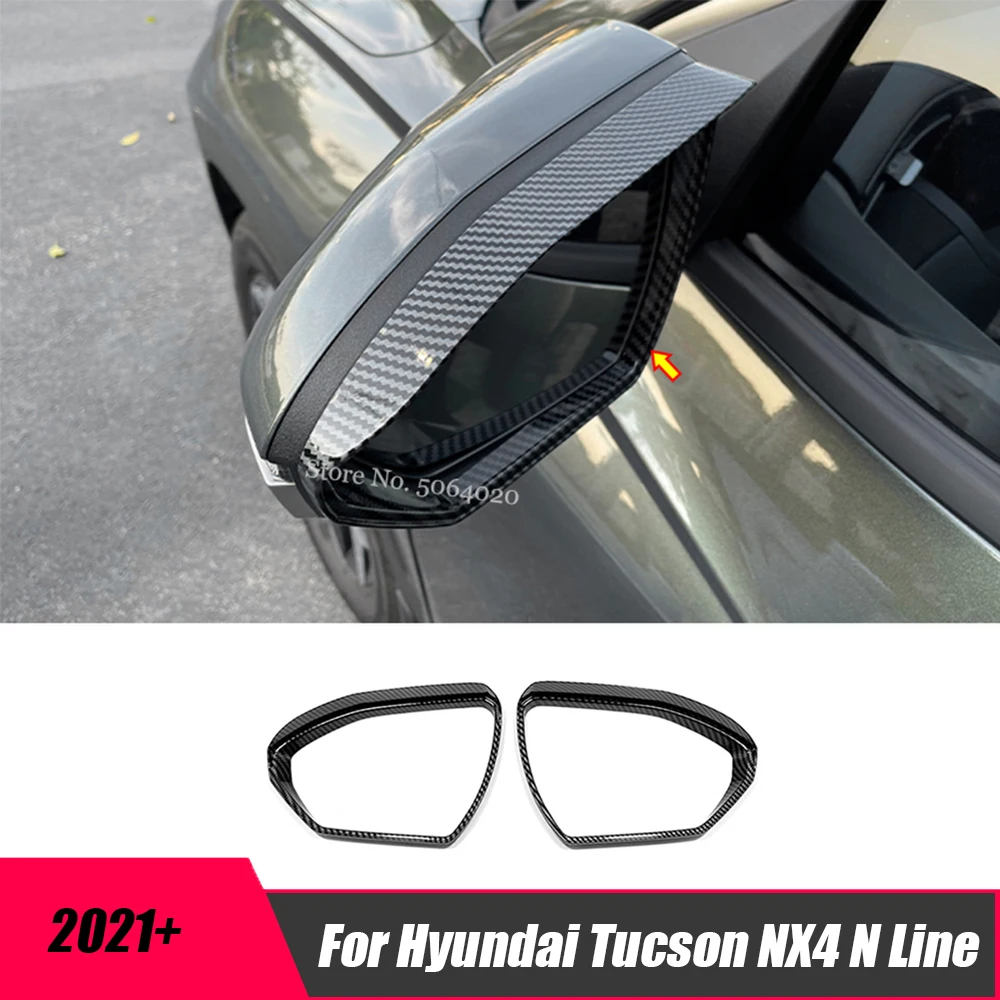 

Для Hyundai Tucson NX4 N Line 2021-2023 ABS углеродный автомобильный блок зеркала заднего вида защита от дождя брови отделка стикер автомобильные аксессуары