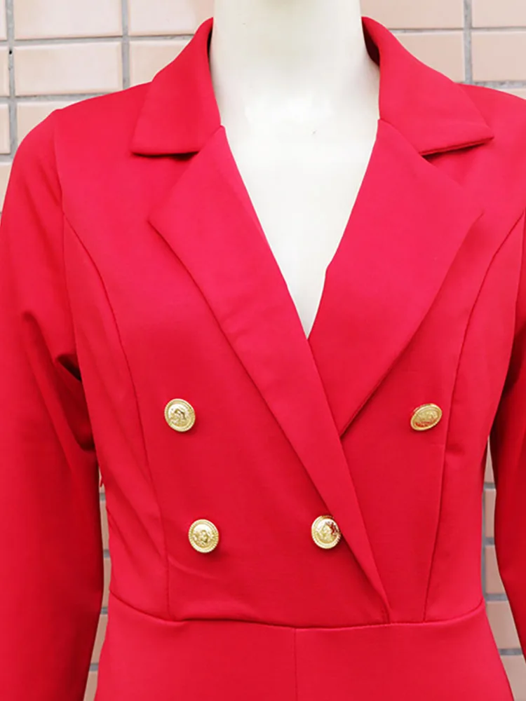 Women Elegant Long Sleeve Slim Fit Jumpsuits Autumn Winter Office Ladies Button Rompers Fashion Casual Solid Color Business Suit
