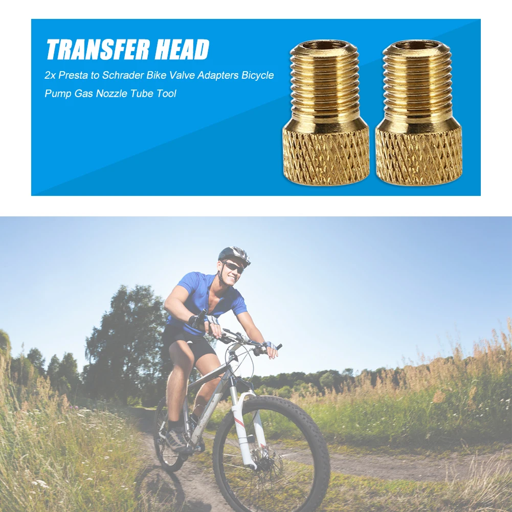 

2 Pack Skill Manufacture Presta to Schrader Bike Valve Adapters Bicycle Pump Gas Nozzle Bicycle Tube Tool Accessory