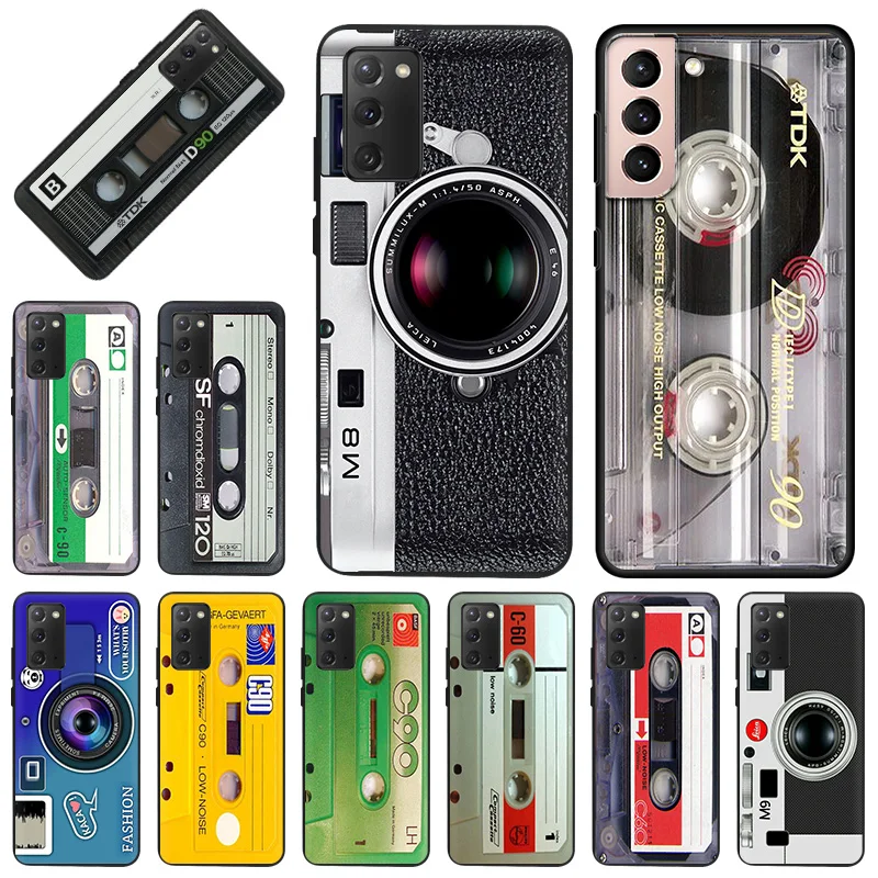 Мягкий чехол для Samsung S22 S21 S20 Ultra FE S10 Plus Кассетная лента камеры в стиле ретро