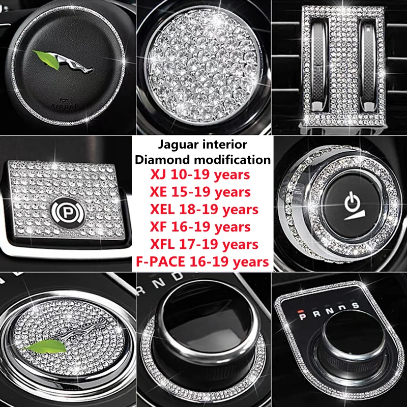 

For Jaguar XJ XF XFL XE XEL F-Pace Steering Wheel Seat Adjust Button Cover Air Outlet Diamond Interior trim patch Accessories