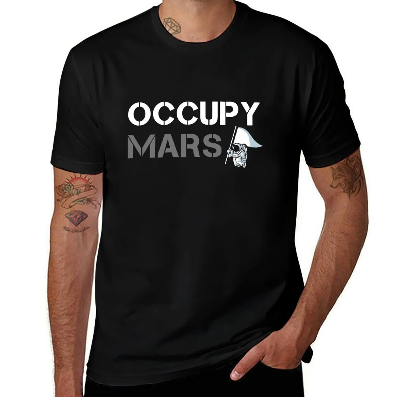 Occupy Mars - Space футболка SpaceX с аниме мужская тренировочная рубашка