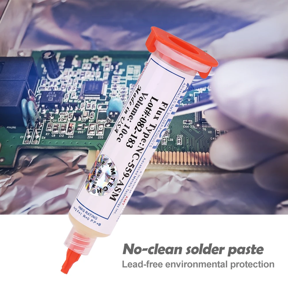 

2pcs/lot 10CC NC-559-ASM-UV Solder Flux Paste Lead-free Solder Paste Kit + Needles Syringe Pusher for Phone LED BGA Repair Tools