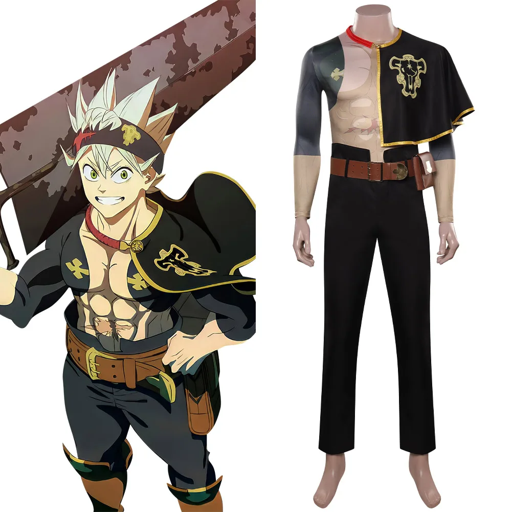 

Anime Black Clover Asta Cosplay Costume Coat Pants Cloak Fantasia Men Boys Halloween Carnival Party Male Role Disguise Clothes