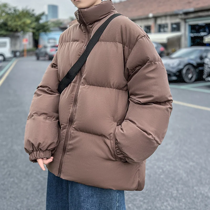 Winter Jacket Men Warm Fashion Brown Black Thickened Jacket Men Streetwear Korean Loose Thick Short Coat Mens Parker Clothes