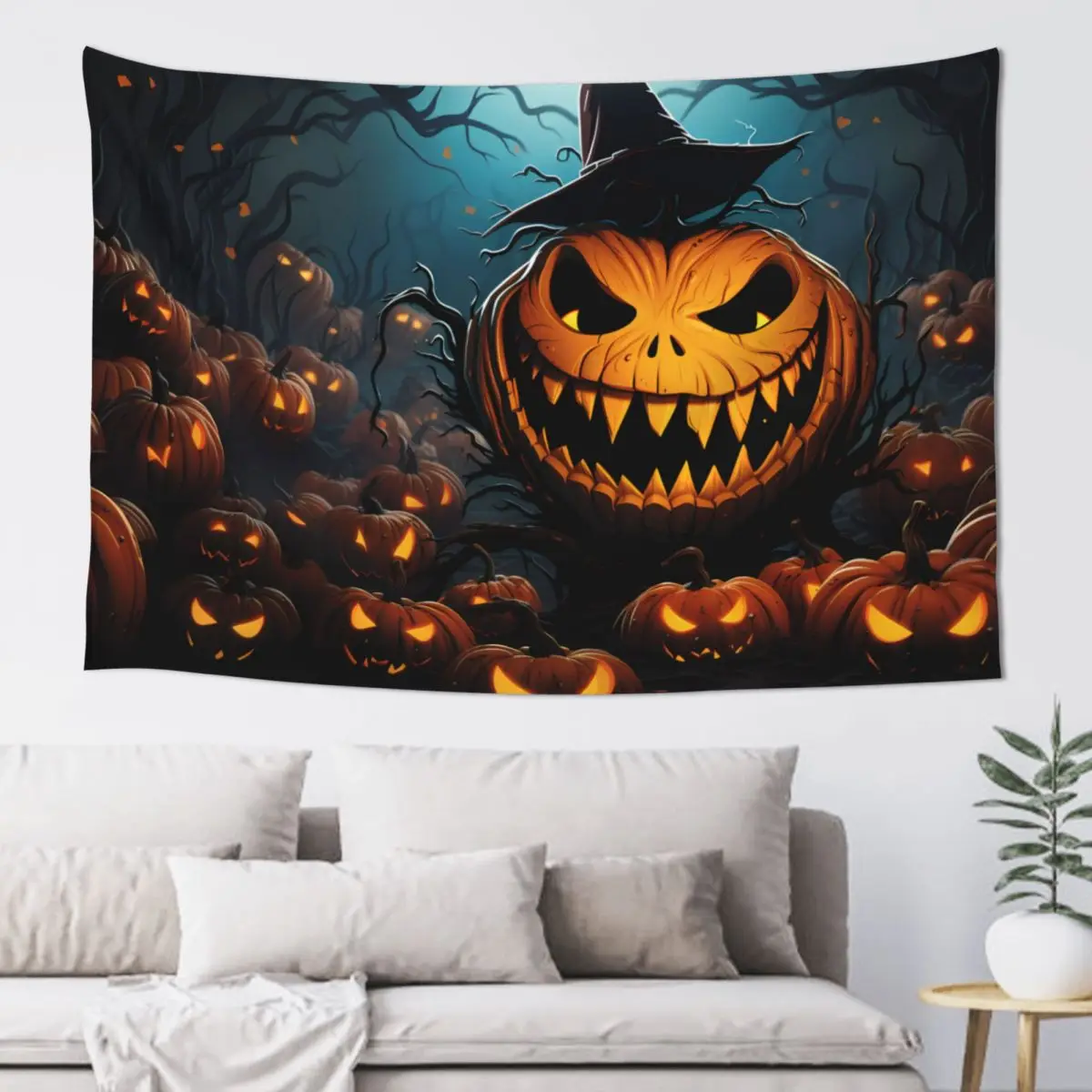

Halloween Pumpkin Tapestry Wall Hanging Aesthetic Room Decor Artwork Landscape Tapestry Bedroom Decoration 60x40in