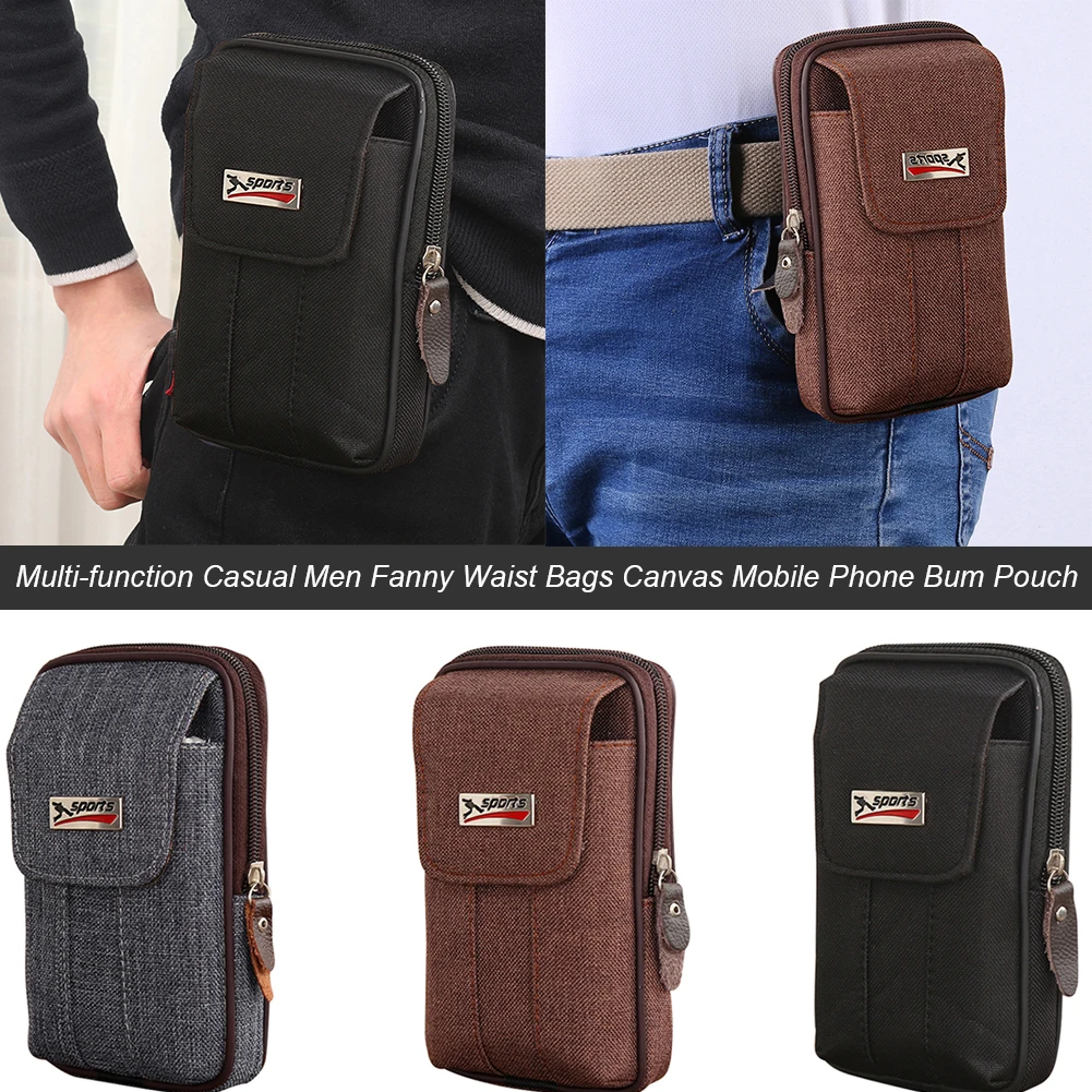 

New Canvas Belt Bag Men Outdoor Travel Passport Card organize Wallet Fanny Pack Casual Phone Waist Bag