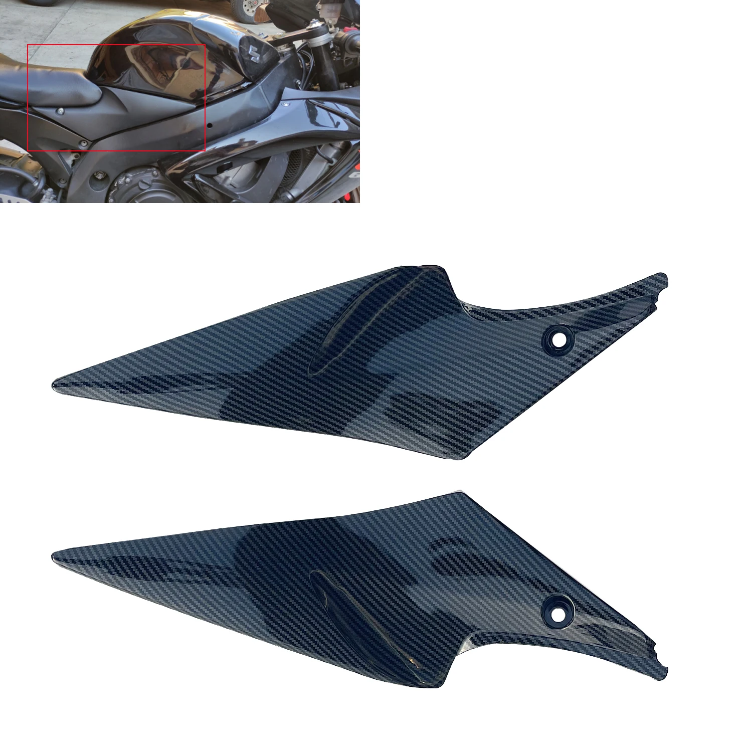 

Carbon Fiber Painting Fuel Gas Tank Side Cover Panel Fairing Cowl For SUZUKI GSXR GSX-R600 750 2006 2007 K6