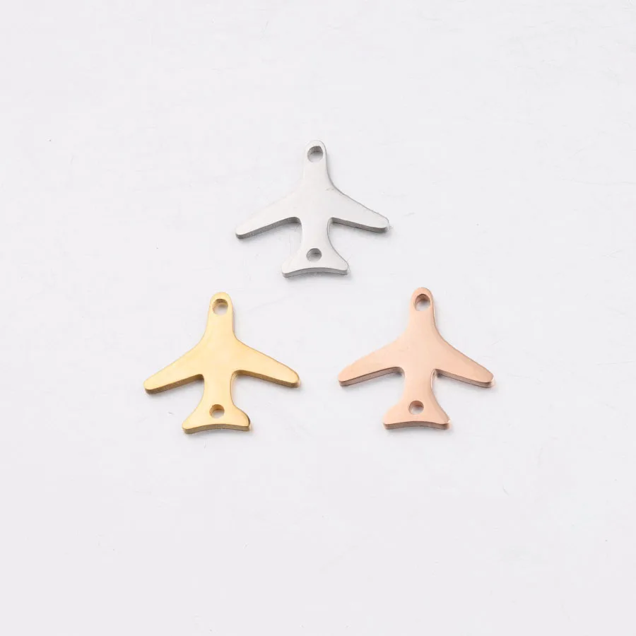 

10Pcs/Lot 14.5*15mm Mirror Polish Stainless Steel Airplane Charm Connector For DIY Making Aircraft Jewelry Finding