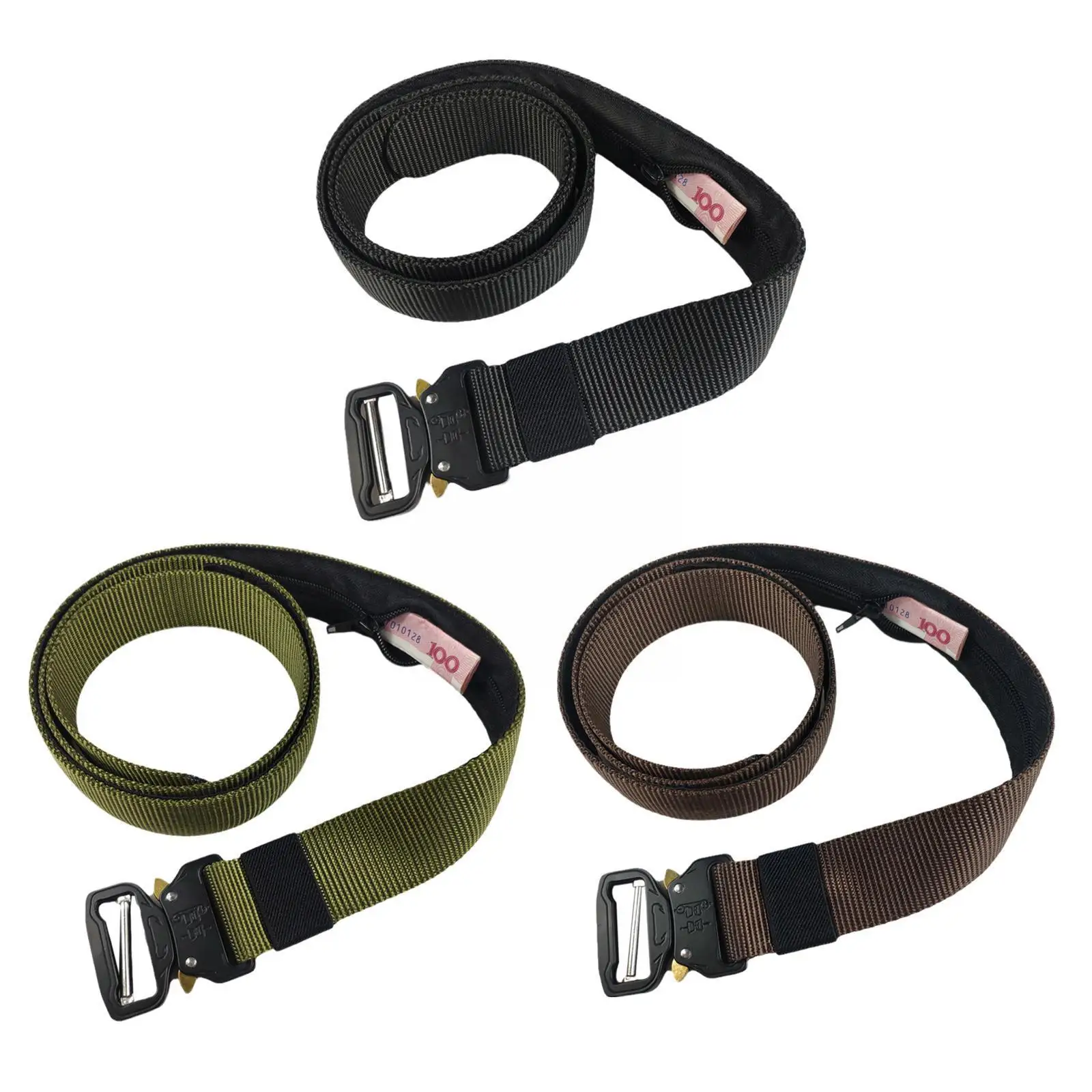 

Money Belts for Travel for Men Nylon Military Tactical Mens Belt with Zinc Alloy Buckle Security Money Belt with Hidden Poc F7W2