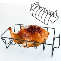 Stainless Steel Grill Stand BBQ Rib Rack Non-Stick Steak Holders Portable Camping Barbecue Cooking Roasting Tool