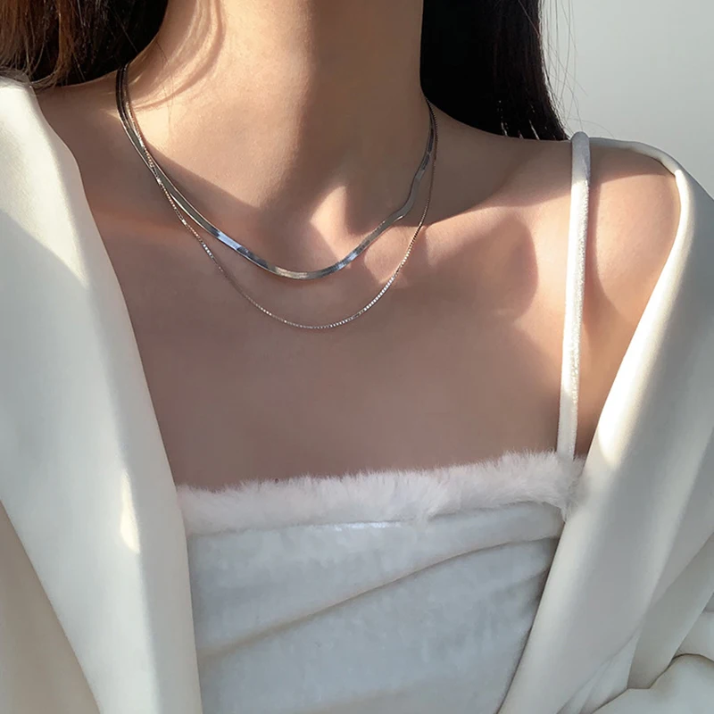 

Hot trend 925 Stamped silver Flat snake box chain necklace designer jewelry for Men Women Charms party wedding fashion gifts