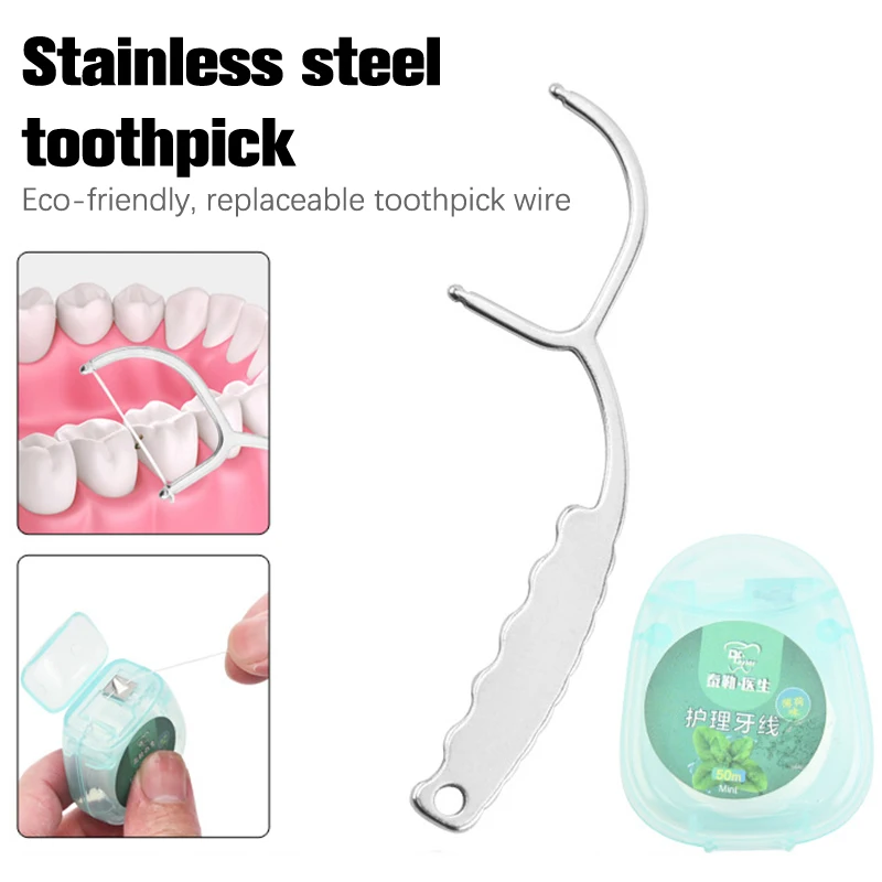 

Stainless Steel Toothpick Set Tooth Flossing Reusable Toothpicks Portable Toothpick Floss Teeth Cleaner Oral Cleaning Tools