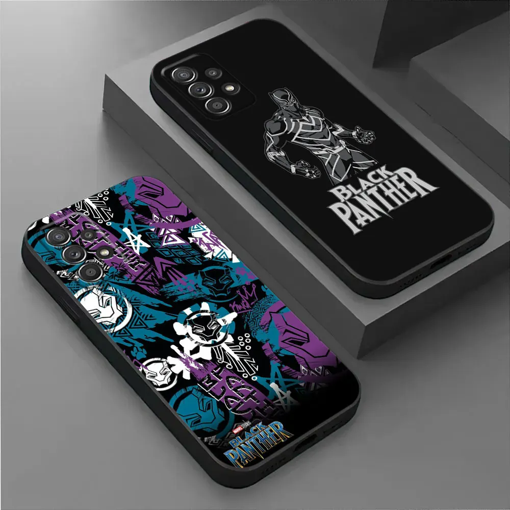 Черный чехол Marvel Panthers для Samsung Galaxy A55 A54 A52S A53 5G A51 A34 A35 A33 A32 A50 A72 A71 A30 A7 A9 2018 мягкий