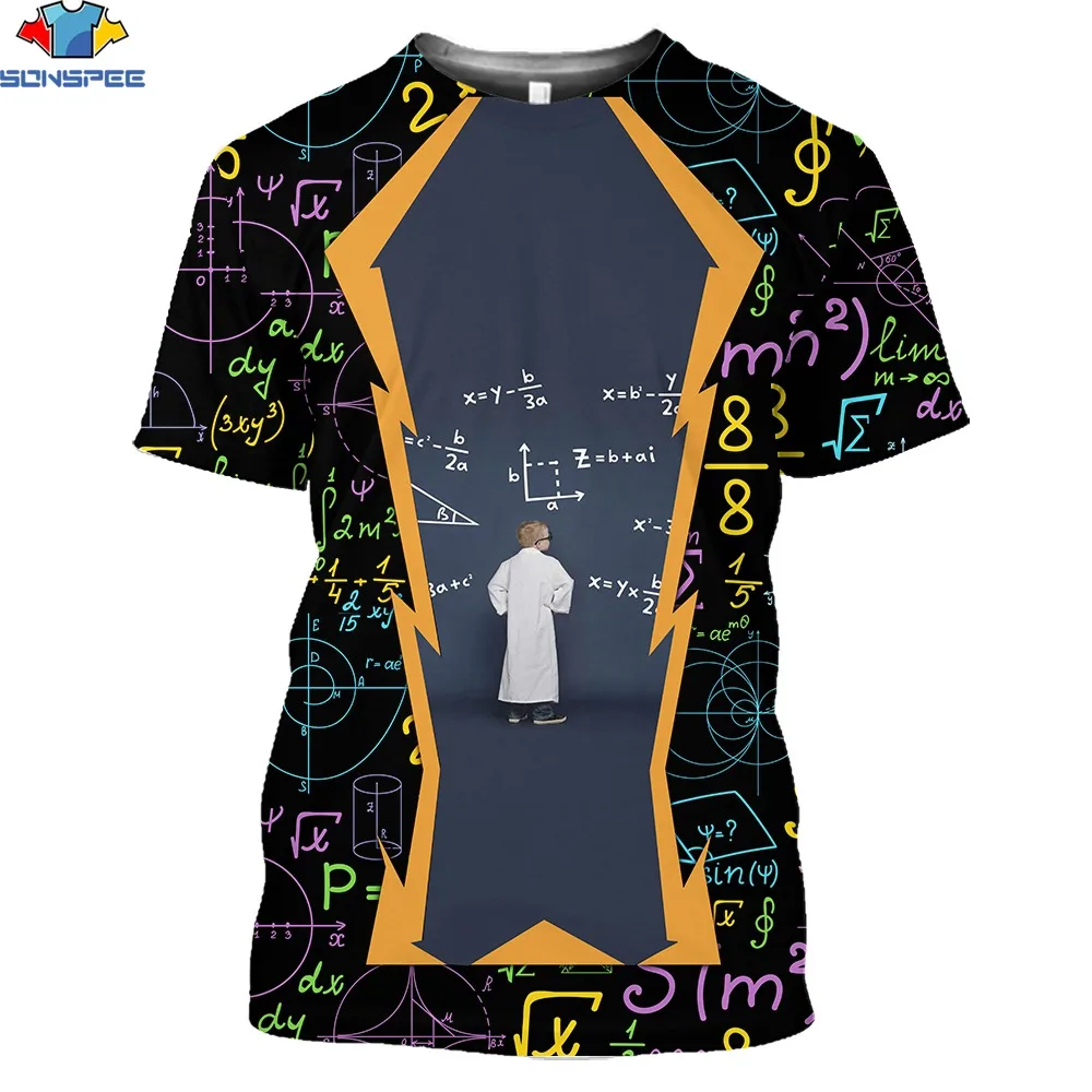 

Мужские и женские футболки SONSPEE с 3D принтом, летняя футболка с функцией математической формулы, забавные повседневные топы из полиэстера с к...
