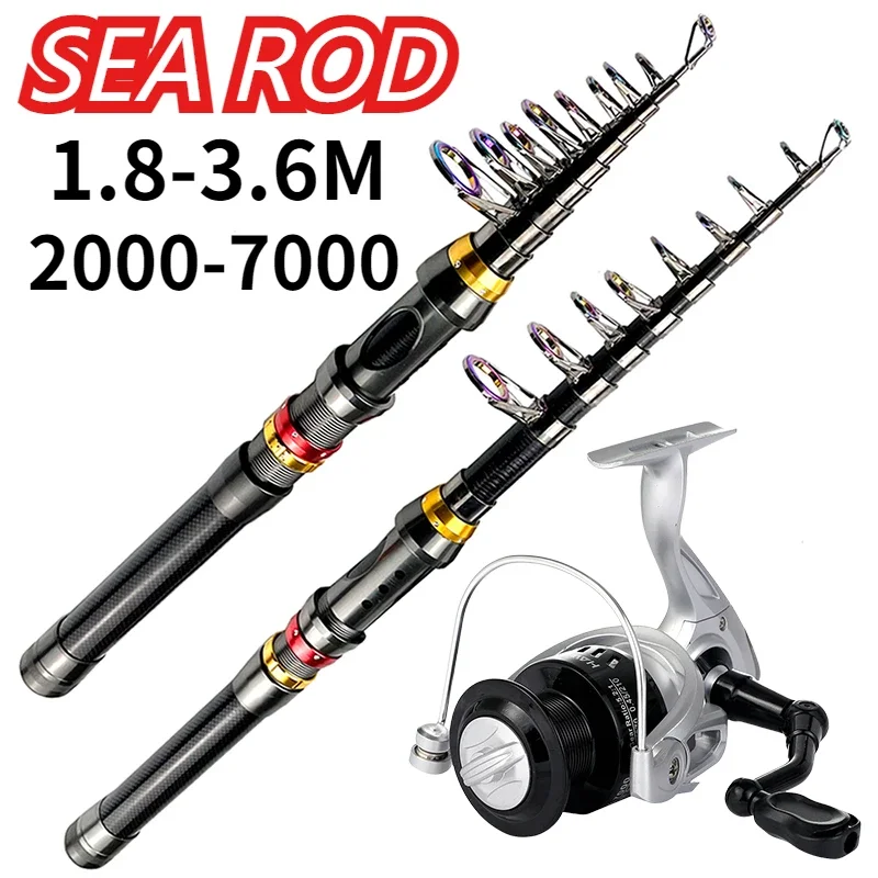 Сверхлегкая телескопическая морская удочка 1 8-3 6 м и спиннинговая катушка серии