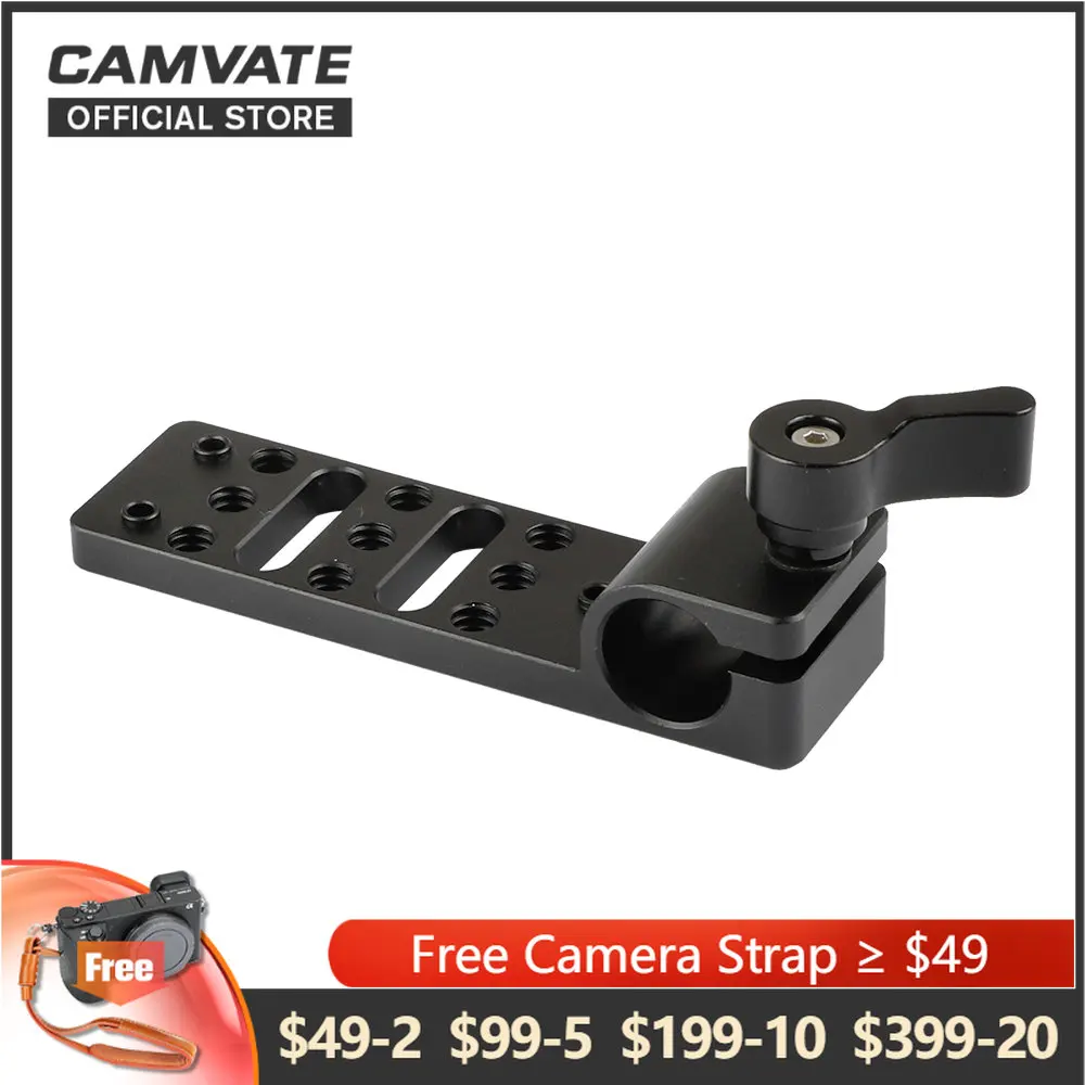 CAMVATE-Adaptador de abrazadera de varilla única de 15mm, placa de queso de extensión para jaula de cámara, aparejo para Monitor, luz de vídeo, micrófono, soporte de linterna LED
