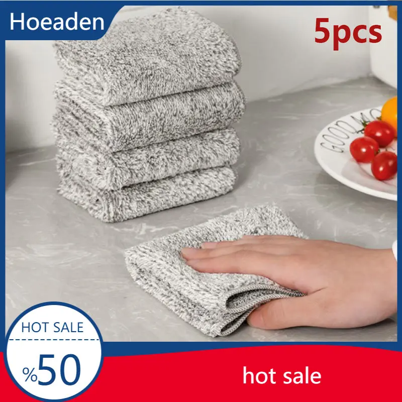 

5pcs Strong Cleaning Cloth Dish Washing Microfiber Cleaning Towel Dish Cloth