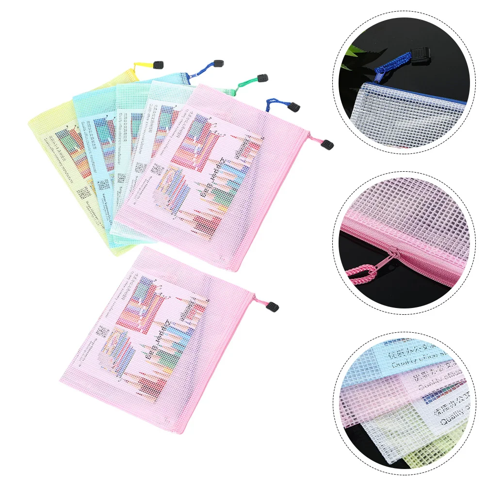 

6pcs File Bags Stationery Cases Stationery Bags Student Gifts (Mixed Color)