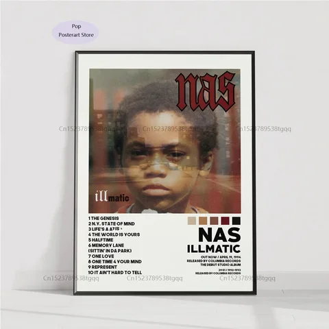 GX922 плакат Nas Подарочный музыкальный альбом Illmatic, Обложка, постер, печать на холсте, картина на стену, картина для гостиной, домашний декор