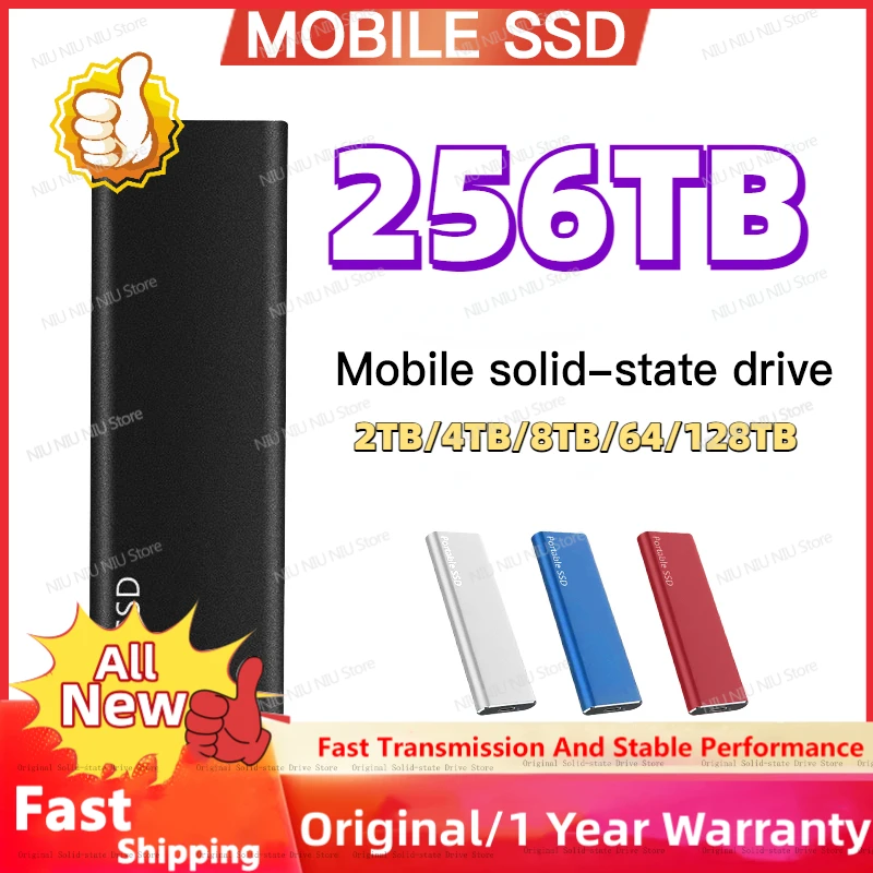 

New 256TB 128TB SSD 64TB 4TB 2TB Portable External Solid State Hard Drive USB3.1 Interface Mobile Hard Drive for Laptop ps4