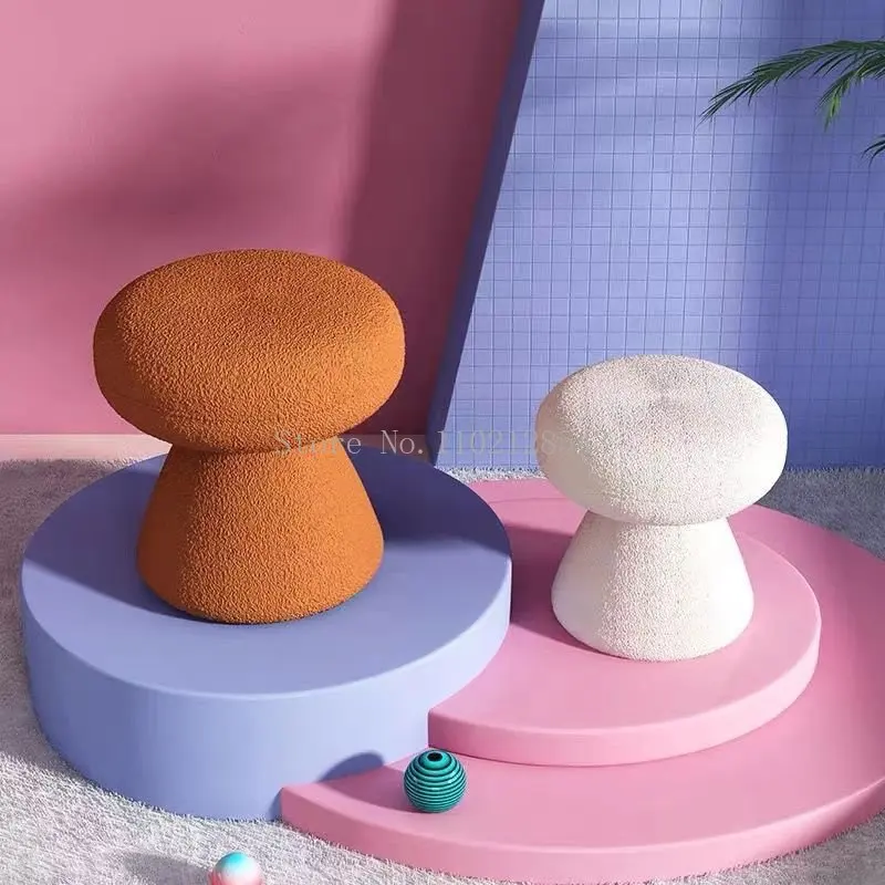 

Nordic Light Luxury Lambswool Stool for Living Room Furniture Home Creative Ottoman Shoe Changing Stool Fitting Room Sofa Stool