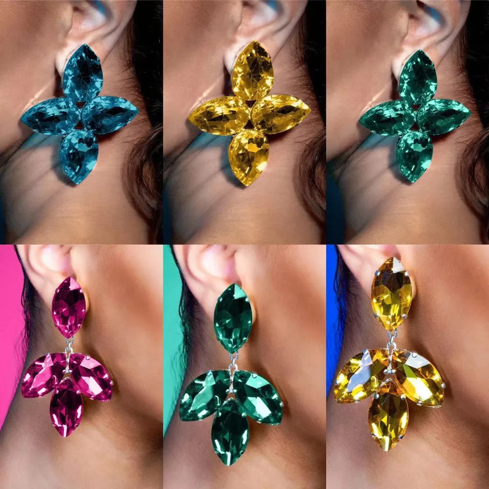 

Vintage Multicolored Acrylic Water Drop Long Dangle Earrings For Women 2023 Metal Geometric Crystal Drop Earrings Charm Jewelry