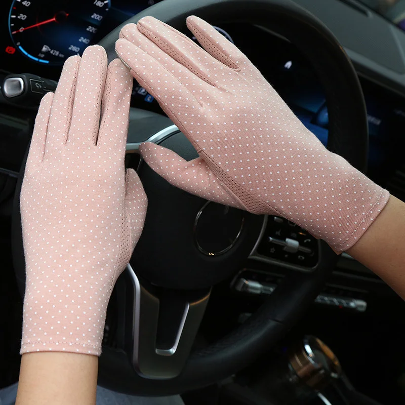 

2022 New Women Gloves Dot Print UV Protection Summer Gloves for Car Motorcycle Bike Driving Gloves Anti-UV Thin mittens Unisex