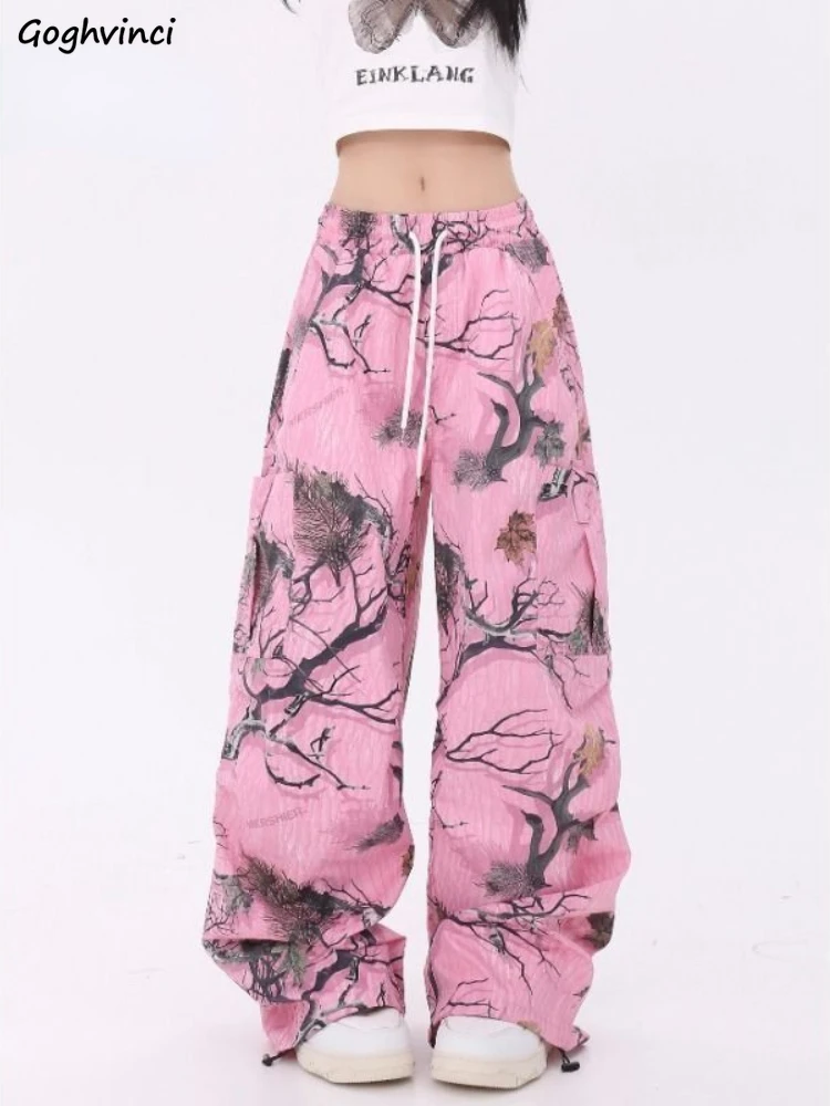 

Женские брюки-карго с винтажным рисунком Y2k, уличная одежда, Мешковатые повседневные Модные Базовые Женские брюки в американском стиле с рисунком