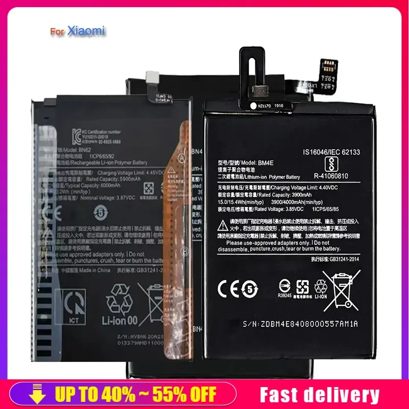 Аккумулятор BM36 BM37 BN44 BM3D BM3J для Xiaomi Mi 3 4 5 5S 5X 5C 6 6X 7 8 SE 9 9T 10 10X 10T Lite Pro/Redmi Plus mi5 mi5S Mi5X