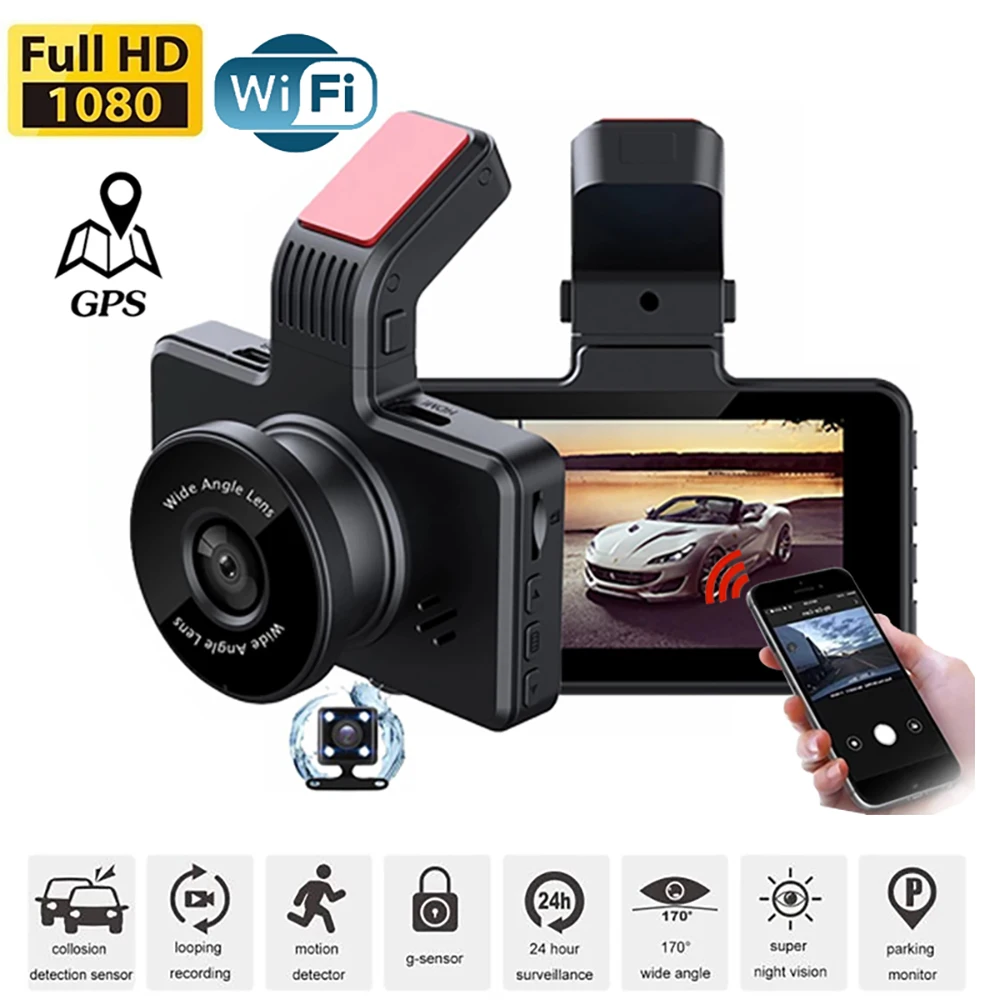 

Car DVR Dash Cam WiFi 3.0" Full HD 1080P Rear View Vehicle Camera Video Recorder Black Box Auto DVRs Dashcam GPS Car Accessories