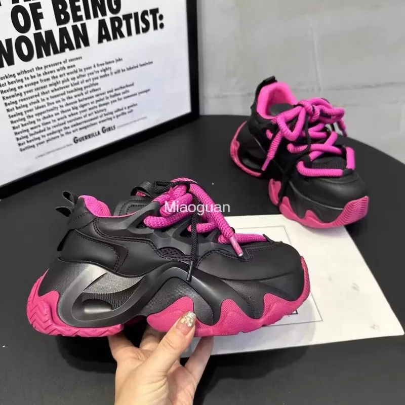 Женские кроссовки для бега на платформе повседневные мотоциклетные с цветным