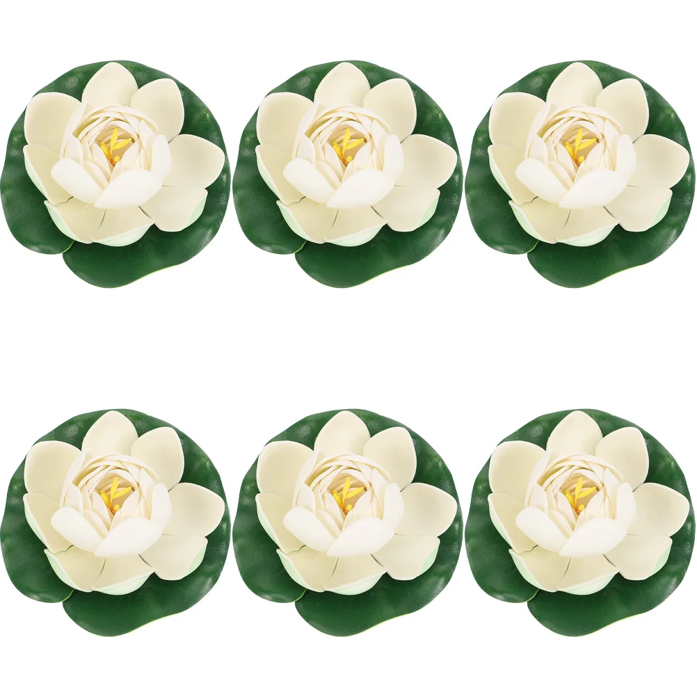 

White Lotus Small Decor Artificial Dance Flowers Props Floating Simulation Lotus-flower Fish Decorations Tank