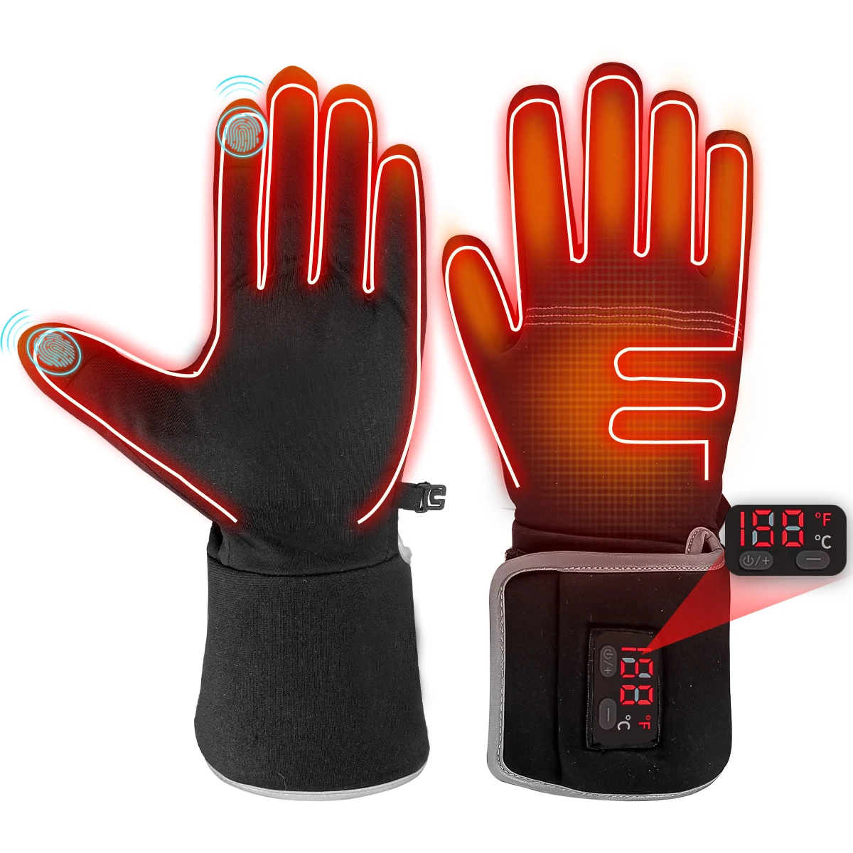 Electric Heated Gloves Touch Screen Winter Warm Skiing Motorcycle Waterproof Rechargeable Thermal Gloves for Winter Sports