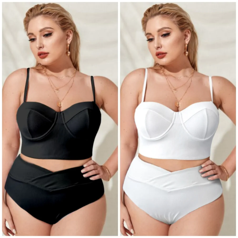 

Sexy Split High Waist Swimsuit Women Steel Stand Large Size Fashion Black White Swimsuit French Micro Bikini Bathing Suit 2023