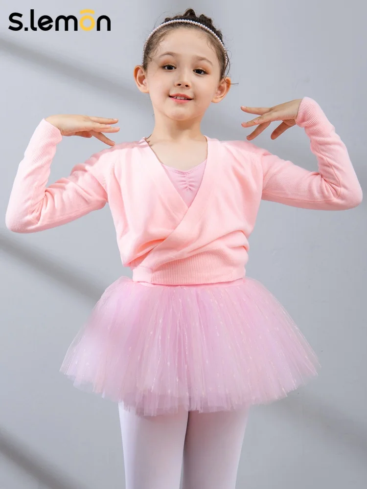 

Детское танцевальное платье Топ с длинным рукавом свитер шаль утолщенный теплый вязаный ремень