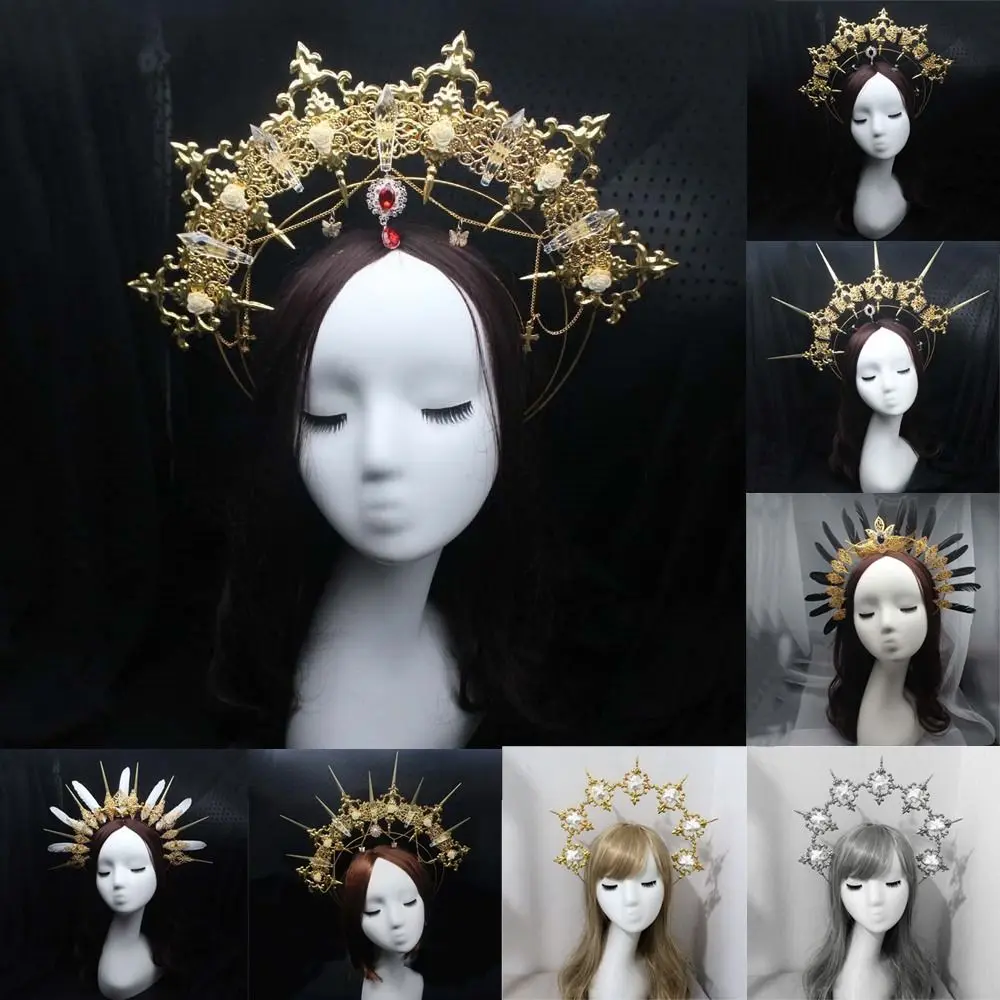 

Vintage Headdress Parts Handmade DIY Crown Material Kits Sun Goddess Headwear Gothic Lolita Tiara Wedding Headpiece