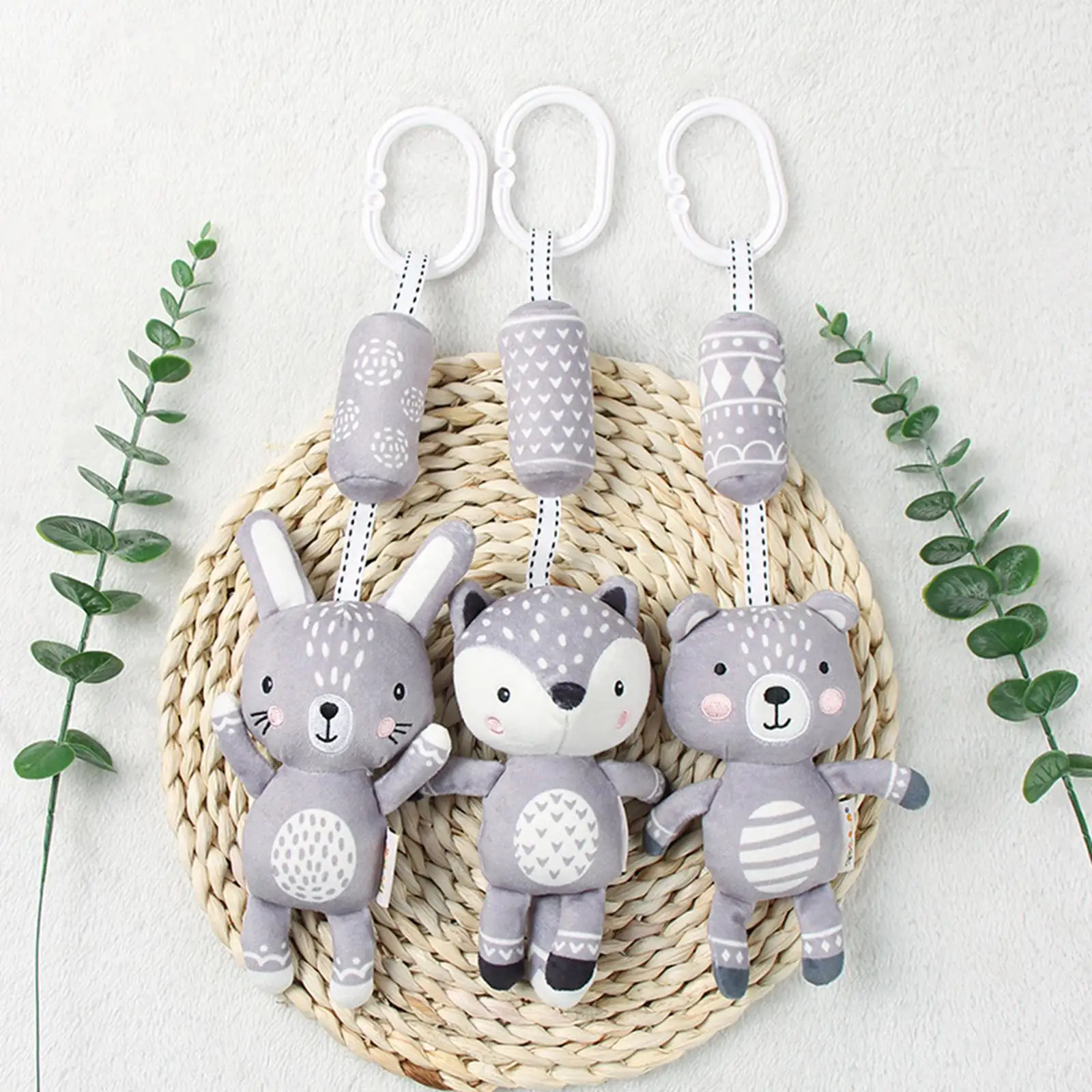 

Black and White Animal Stuffed Hanging Rattle Cartoon for Birthday Gift